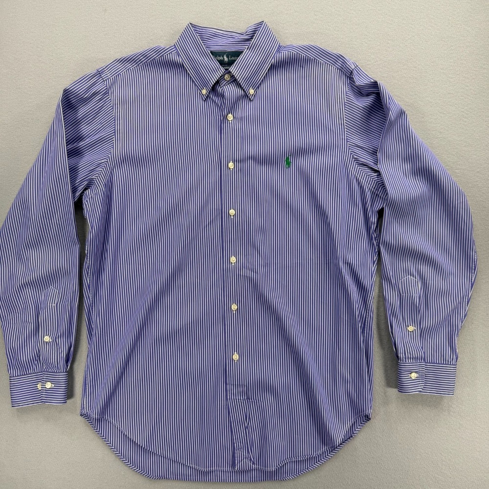 Ralph Lauren Classic Fit 16 34/35 Dress Shirt Purple White Stripe 100% Cotton